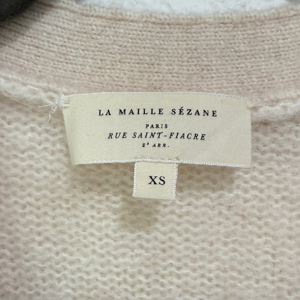 Sezane Women's Mia Natural Beige Wool Kid Mohair Comfy Cardigan Button Front XS - Picture 4 of 8